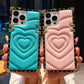 3D Heart Leather Square Phone Case for iPhone and Samsung