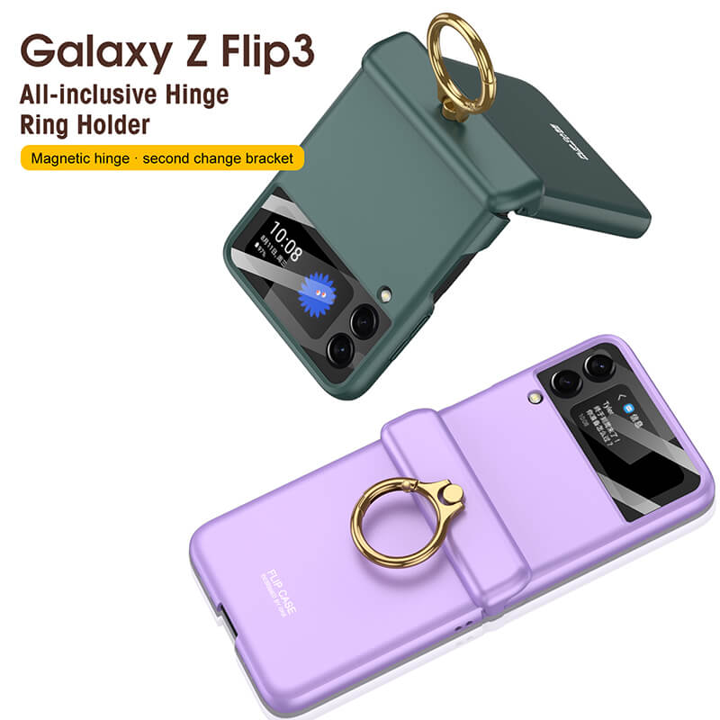 Magnetic Hinge Case For Samsung Galaxy Z Flip 3 5G Phone Case Ring Holder  Hard Armor Shockproof Stand Cover for Samsung Z Flip3 - AliExpress
