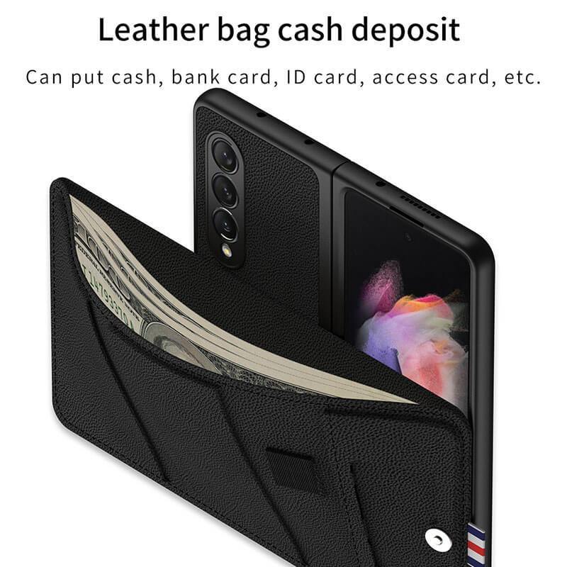 Leather Card Bag Wallet Pen Clasp All-included Cover For Samsung Z Fold 3 5G - GiftJupiter