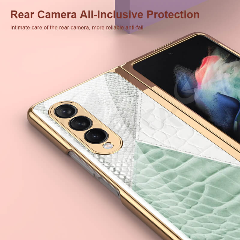 Dealggo | Python Leopard Print Tempered Glass Case for Samsung Galaxy Z Fold 3 2 1 5G