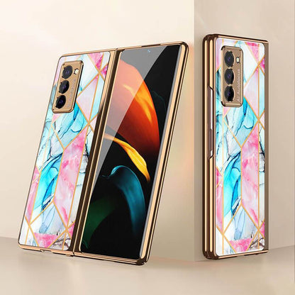 Luxury Plating Glass Case Anti-knock Protective Hard Edge Cover For Samsung Galaxy Z Fold 2 5G - GiftJupiter