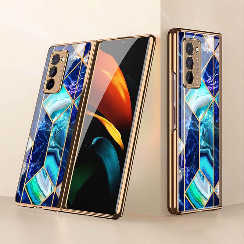 Luxury Plating Glass Case Anti-knock Protective Hard Edge Cover For Samsung Galaxy Z Fold 2 5G - GiftJupiter