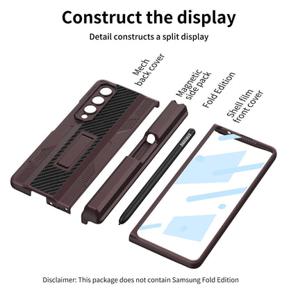 Magnetic Mech S Pen Slot Holder Case for Samsung Galaxy Z Fold4 Fold3 5G