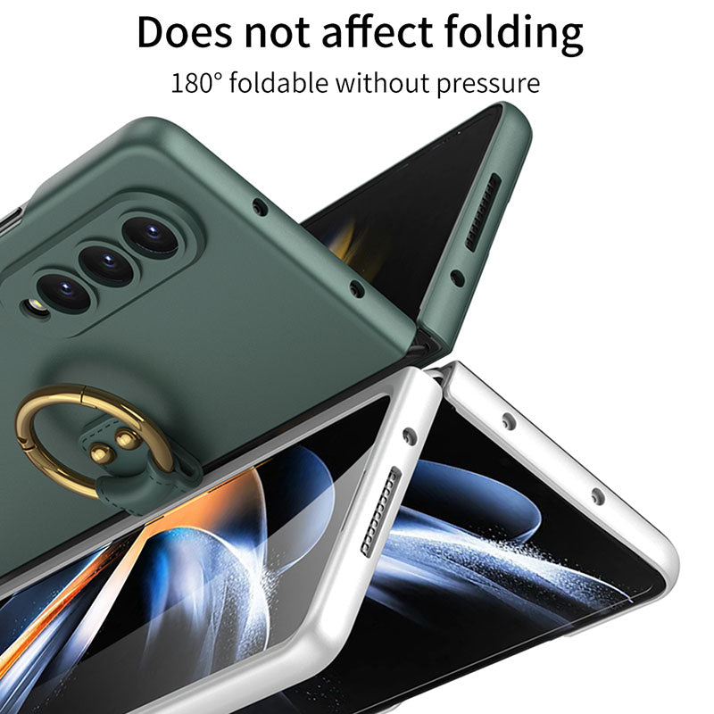 Samsung Galaxy Z Fold 4 5G Ultra-thin All-inclusive Ring Holder Protective Cover With Tempered Glass Screen - GiftJupiter