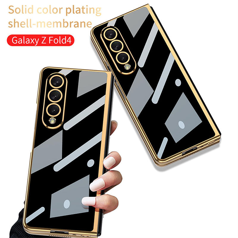 Light Luxury Style Solid Color Electroplating Cover With Back Screen Protector For Samsung Galaxy Z Fold 4 5G pphonecover