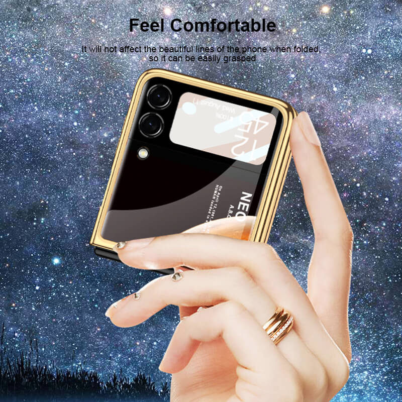 Space Luxury Plating Frame Anti-knock Protection Glass Case For Samsung Galaxy Z Flip3 - GiftJupiter
