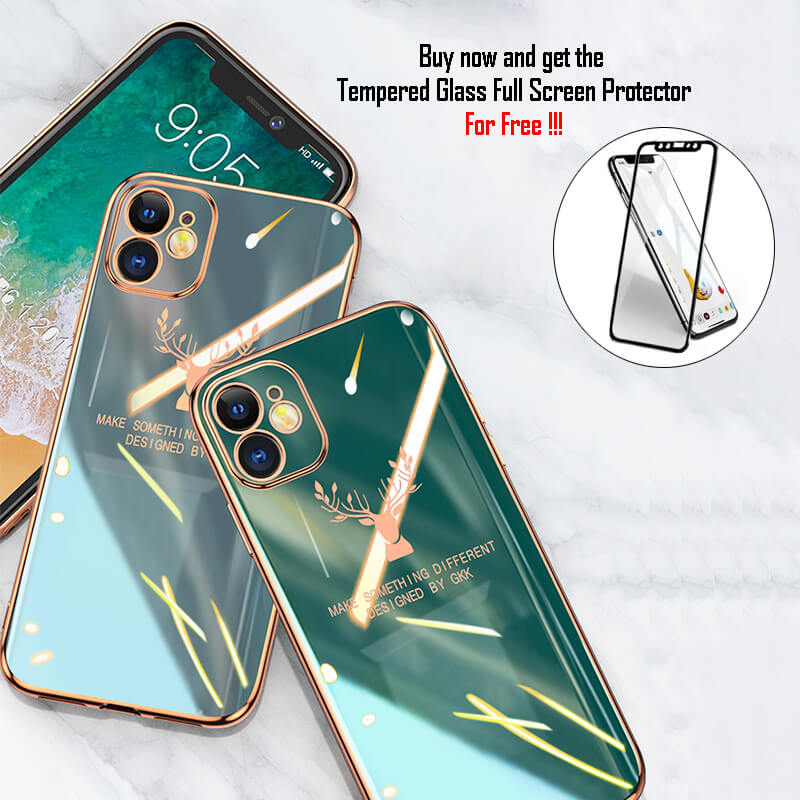(Free Gift: Tempered Glass)Luxury Plating Deer Pattern iPhone Case - Dealggo.com