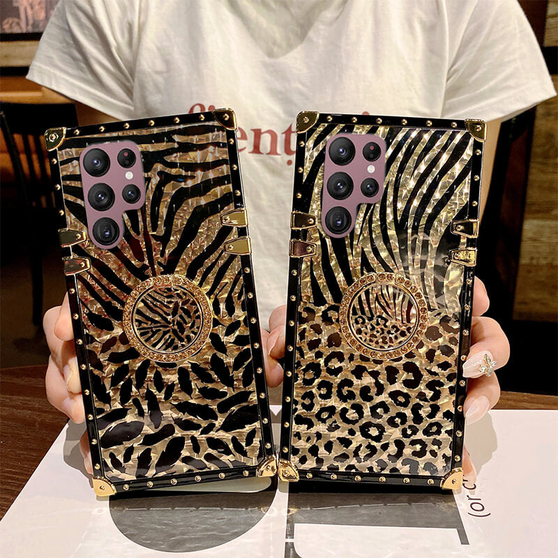 Luxury Leopard Feather Ring Case for Samsung