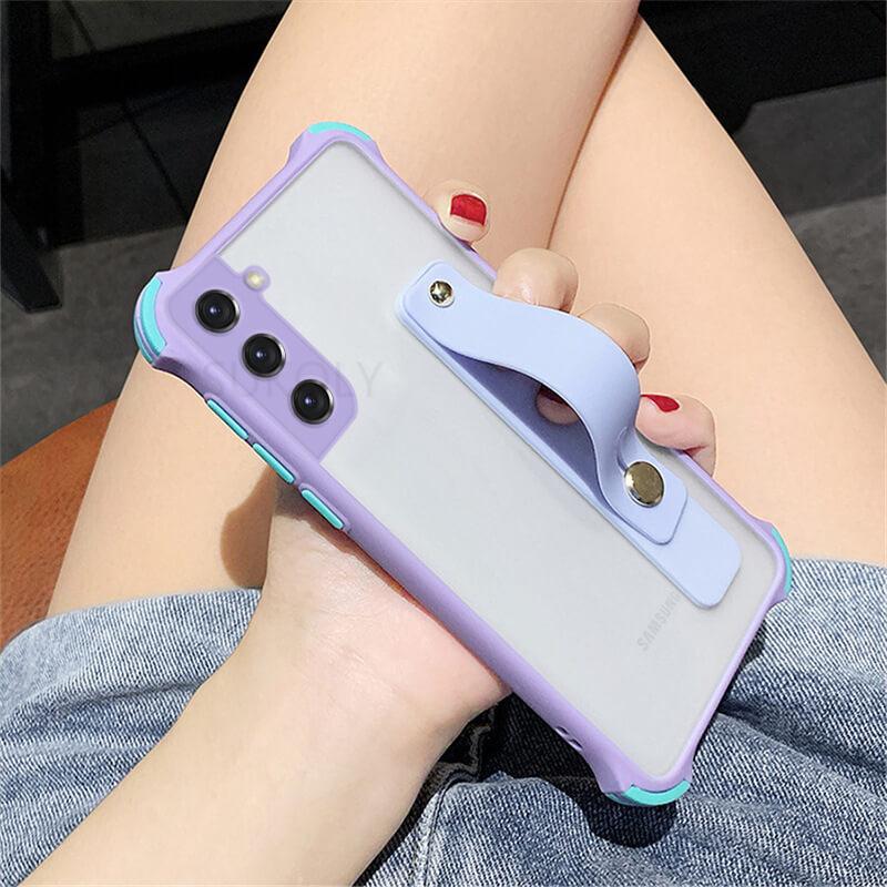 Lovely Matte Stand Holder Clear Phone Case For iPhone 12 Pro Max 11 XS XR 7 8 Plus & Samsung Galaxy S21 S20 FE Note 20 Note 10 Cover