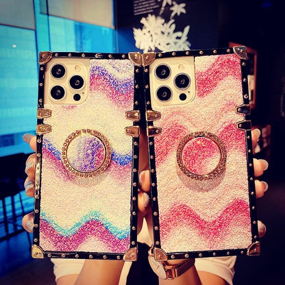 Luxury Diamond Glitter Wave Pattern Ring Phone Case For iPhone Samsung Huawei - Dealggo.com