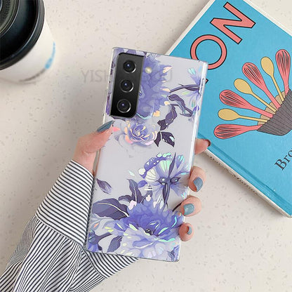 2021 Laser Flower Pattern Protective Cover For Samsung S21 S20 S10 Note20 Note10 Series