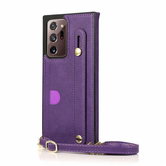 Luxury Brand Leather Stand Holder Square Case For Samsung Galaxy S21 S20 S10 Ultra Plus FE Note20 10 A71 A51 Cover