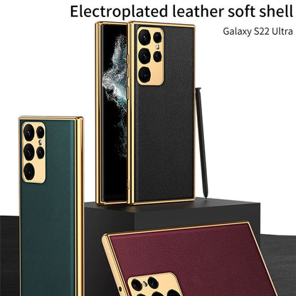 High Quality Plating Leather Case for Samsung Galaxy S22 Ultra 5G