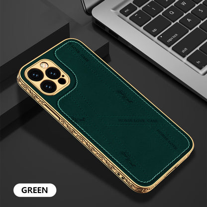 2021 Luxury Plating Anti-knock Carving Edge Protection Tempered Glass Case For iPhone - Dealggo.com