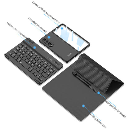 Bluetooth 3.0 Keyboard Magnetic All-inclusive Leather Cover For Samsung Galaxy Z Fold3 Fold4 5G Come With keyboard+Holster Bracket+Phone Case+Capacitive Pen
