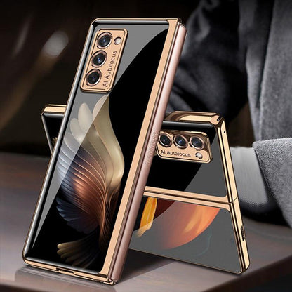 Luxury Plating Glass Case Anti-knock Protective Hard Edge Cover For Samsung Galaxy Z Fold 2 5G - GiftJupiter