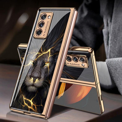 Luxury Plating Glass Case Anti-knock Protective Hard Edge Cover For Samsung Galaxy Z Fold 2 5G - GiftJupiter