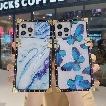 2023 Luxury Butterfly Marble Glitter Anti-fall iPhone Case
