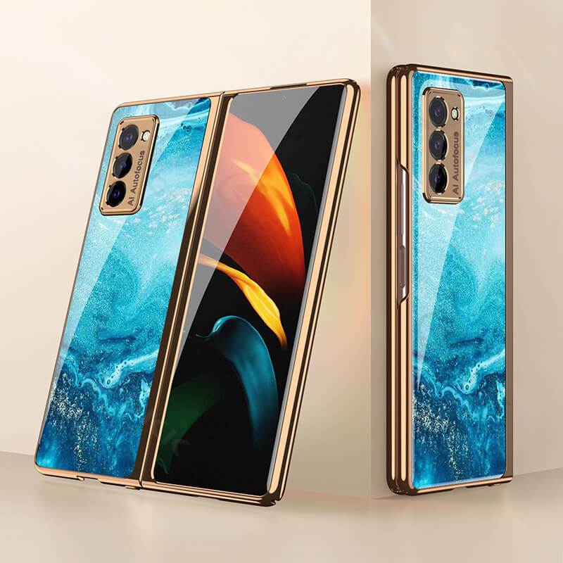 Luxury Plating Glass Case Anti-knock Protective Hard Edge Cover For Samsung Galaxy Z Fold 2 5G - GiftJupiter