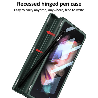 Magnetic Leather Frame Stand All-included Screen Glass Film Case With Hidden S Pen Slot For Samsung Galaxy Z Fold 4 5G - GiftJupiter