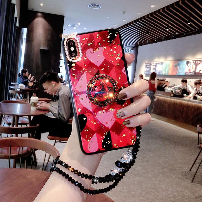 2021 Newest Luxury Diamond Phone Case With Bead Chain For iPhone - Dealggo.com