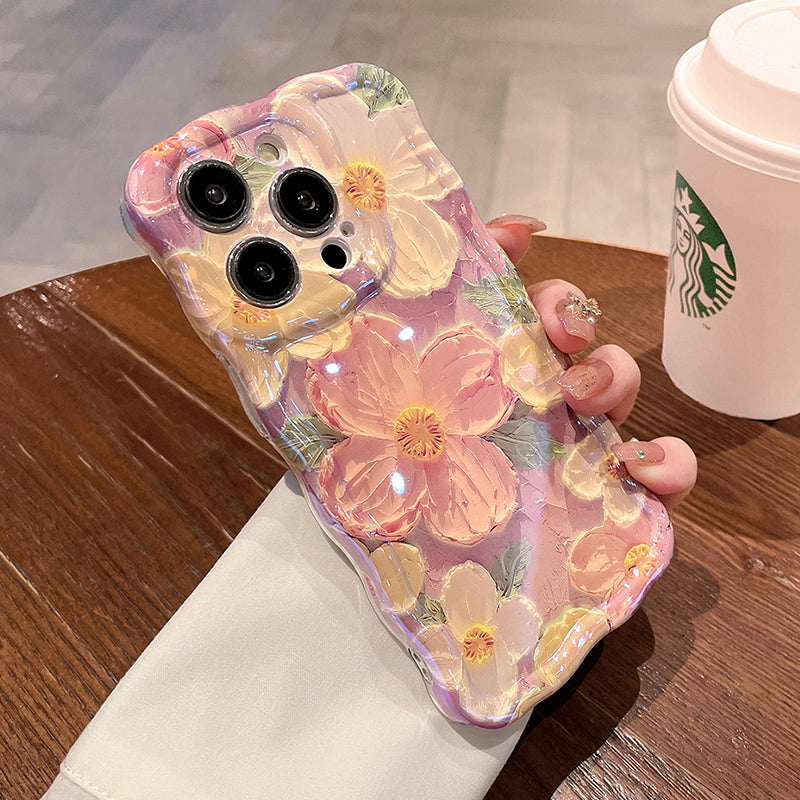 Beautiful Oil Painting Flower iPhone Case with Bracelet