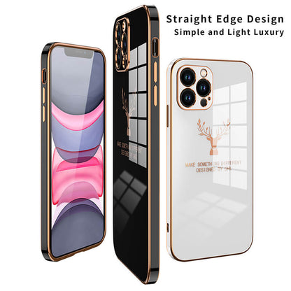 Luxury Plating Deer iPhone Case For 13, 12, 11, XS MAX, XR, XS, X, 8, 7, SE Series