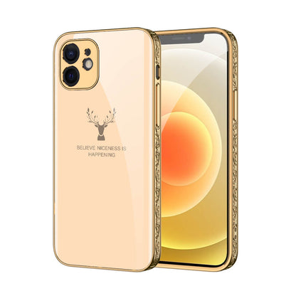 Dealggo | Baroque Deer Tempered Glass iPhone 13 12 11 Pro Max Cases