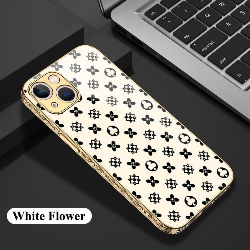 Dealggo | Baroque Flower Tempered Glass iPhone 13 12 11 Pro Max Cases