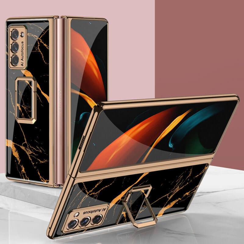 Luxury Plating Glass Case Anti-knock Protective Hard Edge Cover For Samsung Galaxy Z Fold 2 5G - GiftJupiter