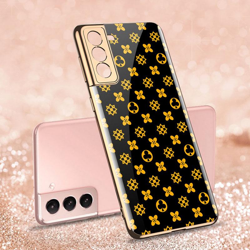 2021 Luxury Deer Pattern Plating Anti-knock Protection Tempered Glass Case For Samsung S21 S21 Plus S21 Ultra