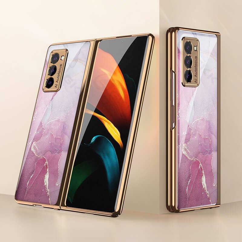 Luxury Plating Glass Case Anti-knock Protective Hard Edge Cover For Samsung Galaxy Z Fold 2 5G - GiftJupiter