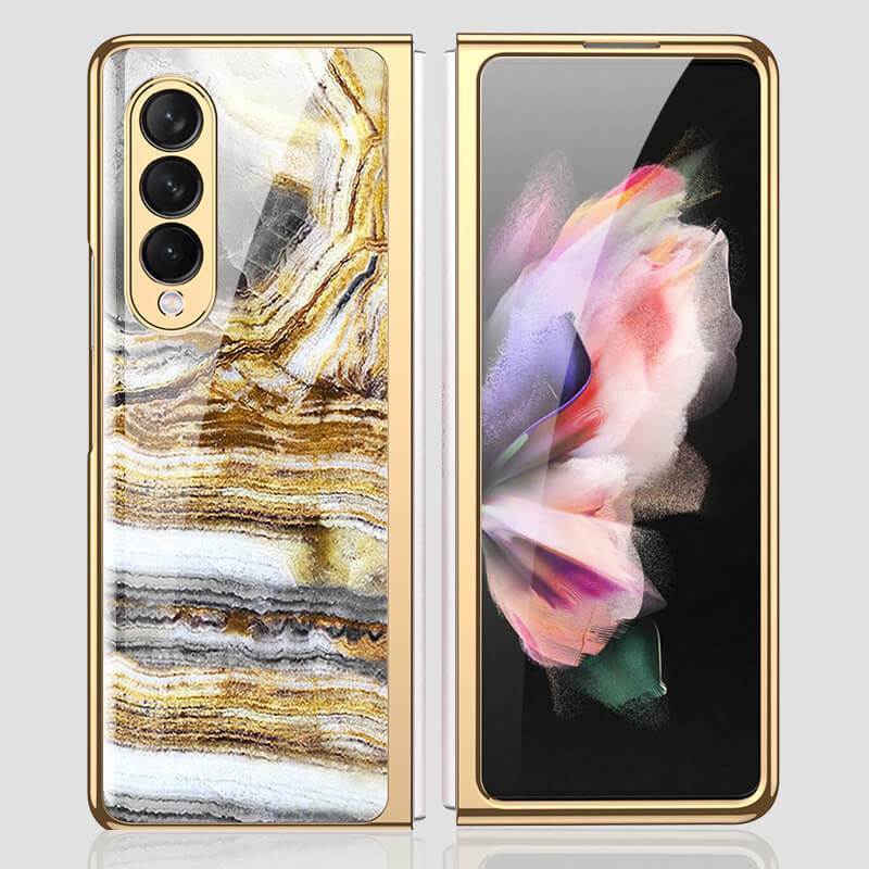 Marble Glass Case For Samsung Galaxy Z Fold 3 5G - GiftJupiter