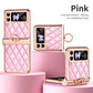 Leather Plated Diamond Hinge Ring Case for Samsung Galaxy Z Flip4 Flip3