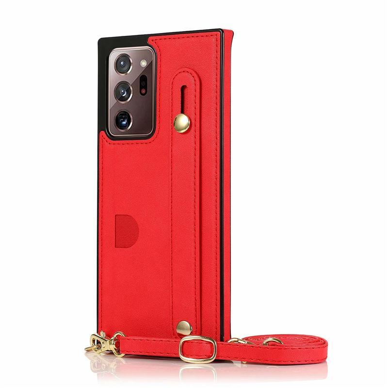 Luxury Brand Leather Stand Holder Square Case For Samsung Galaxy S21 S20 S10 Ultra Plus FE Note20 10 A71 A51 Cover