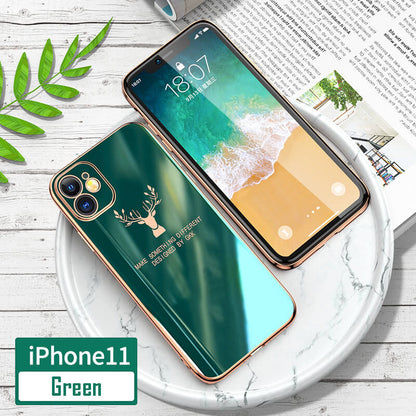 (Free Gift: Tempered Glass)Luxury Plating Deer Pattern iPhone Case - Dealggo.com