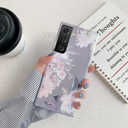 2021 Laser Flower Pattern Protective Cover For Samsung S21 S20 S10 Note20 Note10 Series