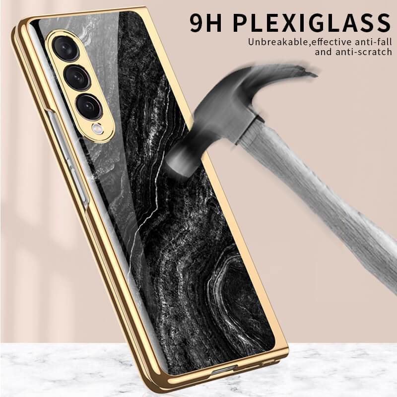 Luxury Marble Glass Case For Samsung Galaxy Z Fold 3 5G - GiftJupiter