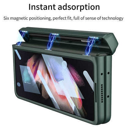 Magnetic Frame Stand All-included Screen Glass Film Case With Hidden S Pen Slot For Samsung Galaxy Z Fold3 Fold4 5G