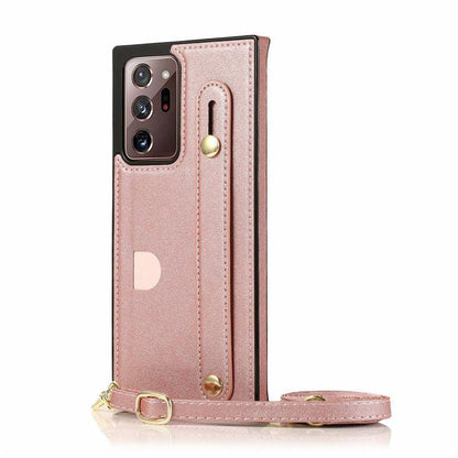 Luxury Brand Leather Stand Holder Square Case For Samsung Galaxy S21 S20 S10 Ultra Plus FE Note20 10 A71 A51 Cover