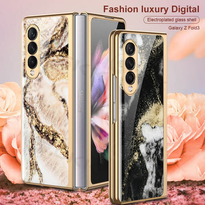 Dealggo | Natural marble Glass Case for Samsung Galaxy Z Fold 4 3 2 1 5G