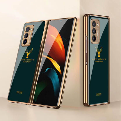 Luxury Plating Glass Case Anti-knock Protective Hard Edge Cover For Samsung Galaxy Z Fold 2 5G - GiftJupiter