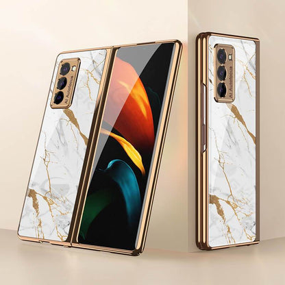 Luxury Plating Glass Case Anti-knock Protective Hard Edge Cover For Samsung Galaxy Z Fold 2 5G - GiftJupiter