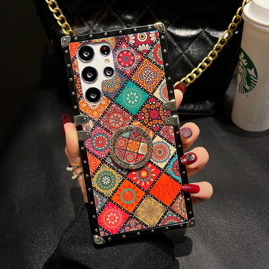 Retro Boho Style Ring Case With Lanyard for Samsung Galaxy S Note A Series