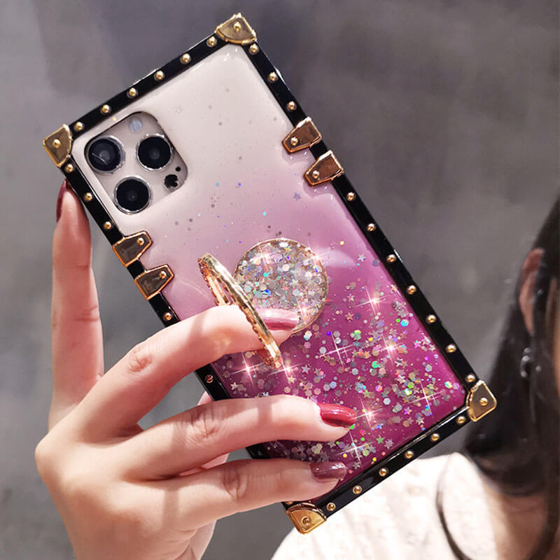 2021 Crystal Diamond Gradient Star Bling Ring Holder Phone Case - Dealggo.com