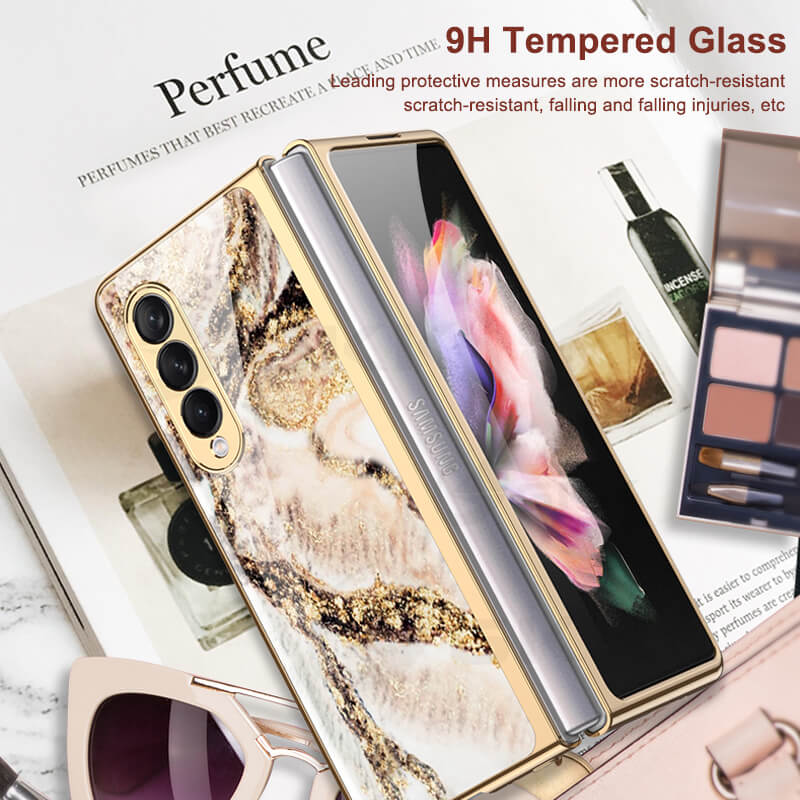 Dealggo | Natural marble Glass Case for Samsung Galaxy Z Fold 4 3 2 1 5G