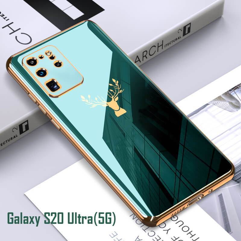 2021 Luxury Deer Pattern Plating Anti-knock Protection Tempered Glass Case For Samsung S21 S21 Plus S21 Ultra