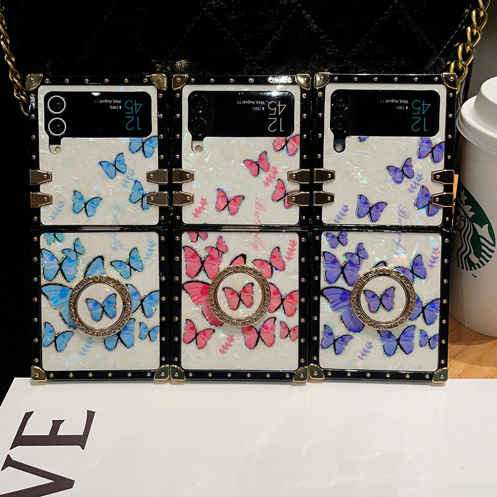 Butterfly Colorful Ring Phone Case for Samsung Galaxy Z Flip4 Flip3