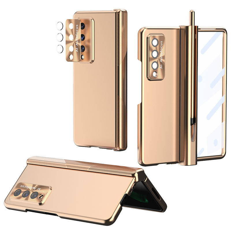 Luxury Magnetic Hinge Pen Holder Full Protection Case For Samsung Galaxy Z Fold3 Fold4 5G With Tempered Glass Film