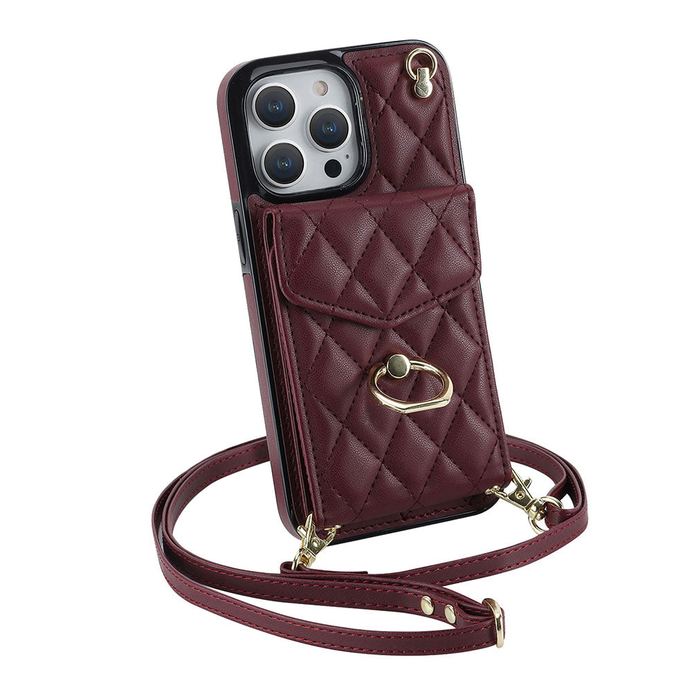 Accordion Leather Card Holder Crossbody iPhone Case